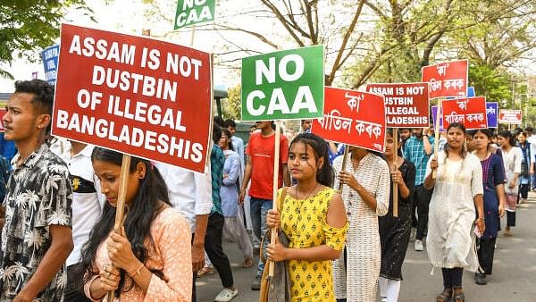 <div class="paragraphs"><p>A protest by activists of All Assam Students' Union (AASU) over citizenship and CAA. (Representative image)</p></div>