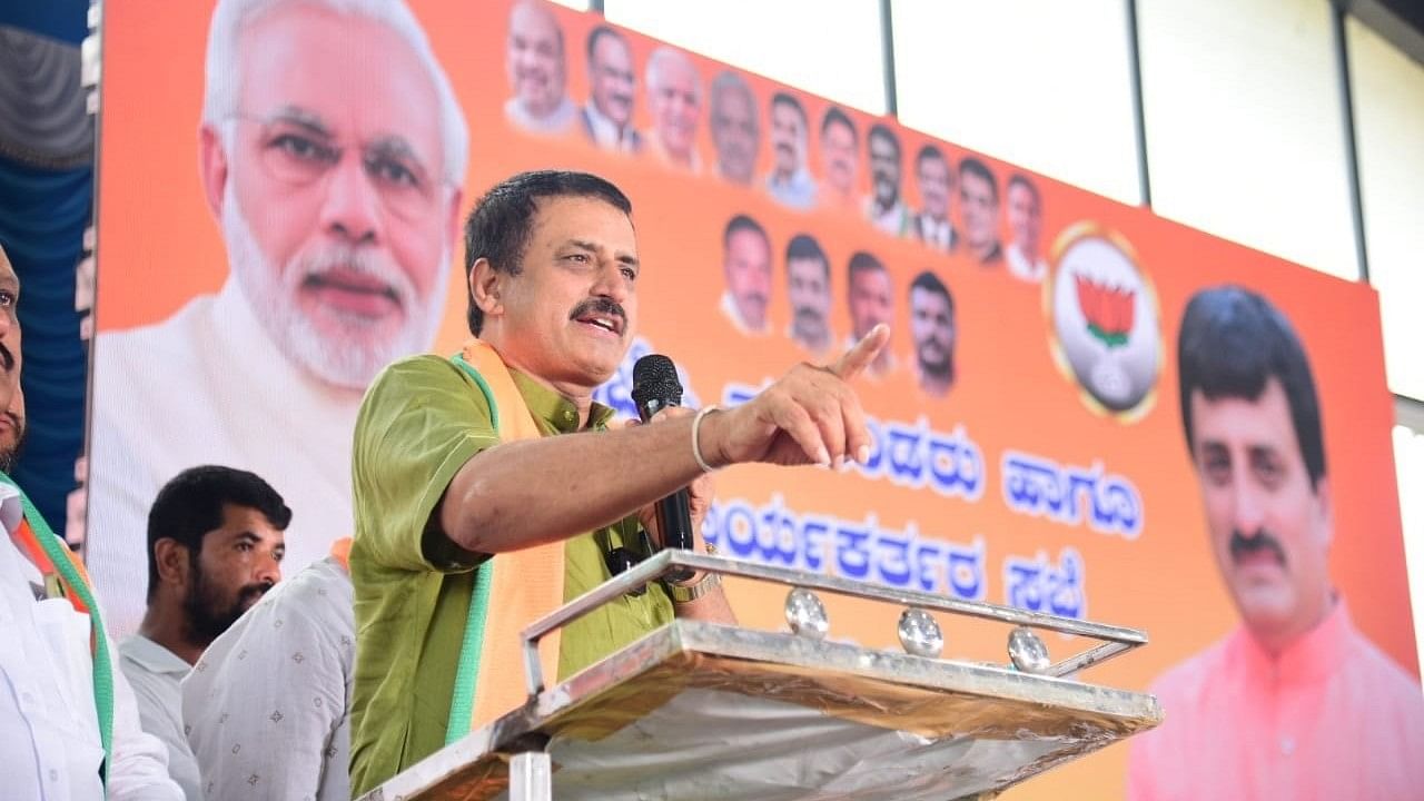 <div class="paragraphs"><p>MLC C P Yogeshwar speaks at a meeting of BJP workers in Channapatna on Wednesday. </p></div>