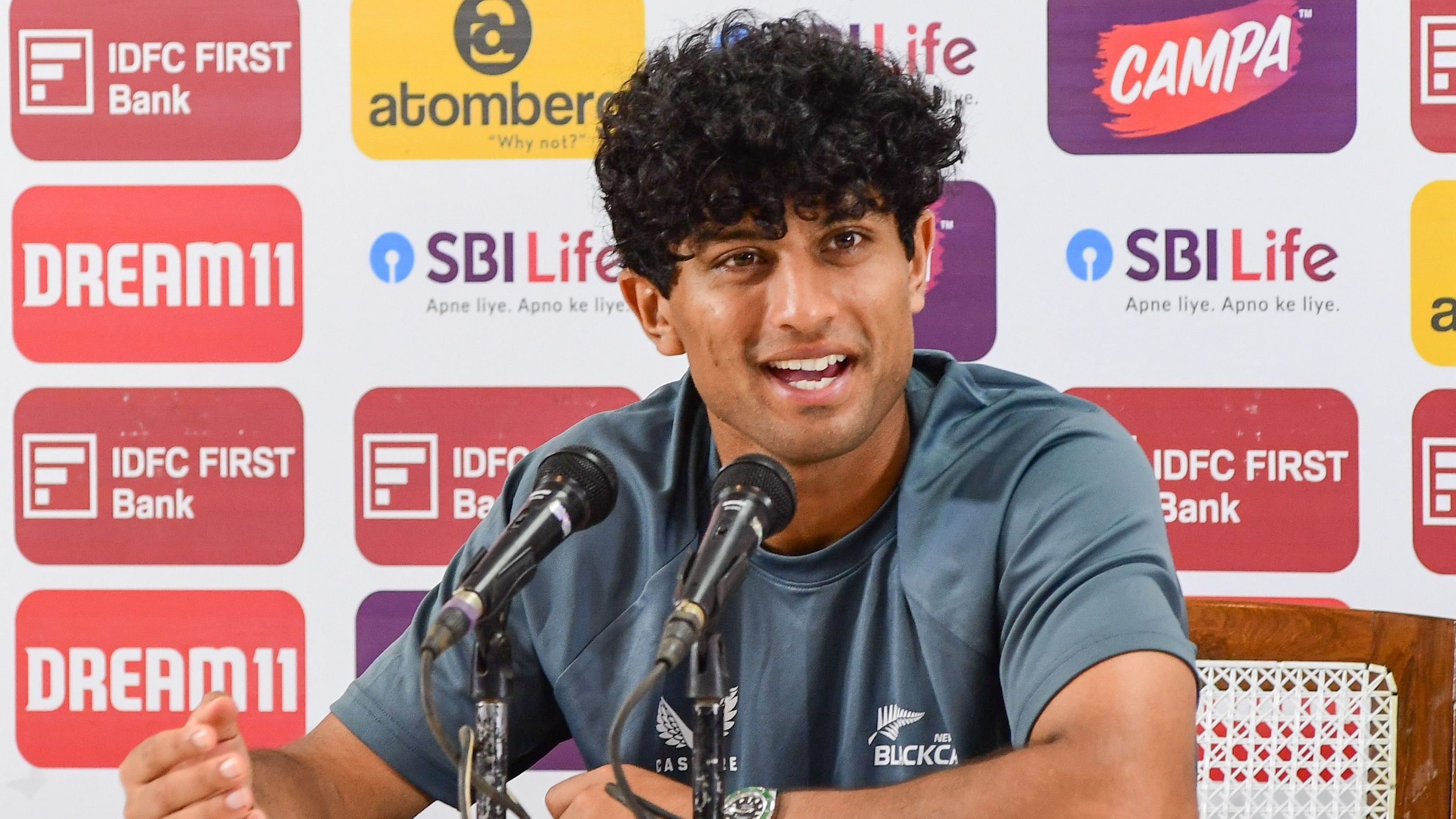 <div class="paragraphs"><p>Rachin Ravindra speaking at press conference at M Chinnaswamy Stadium.</p></div>