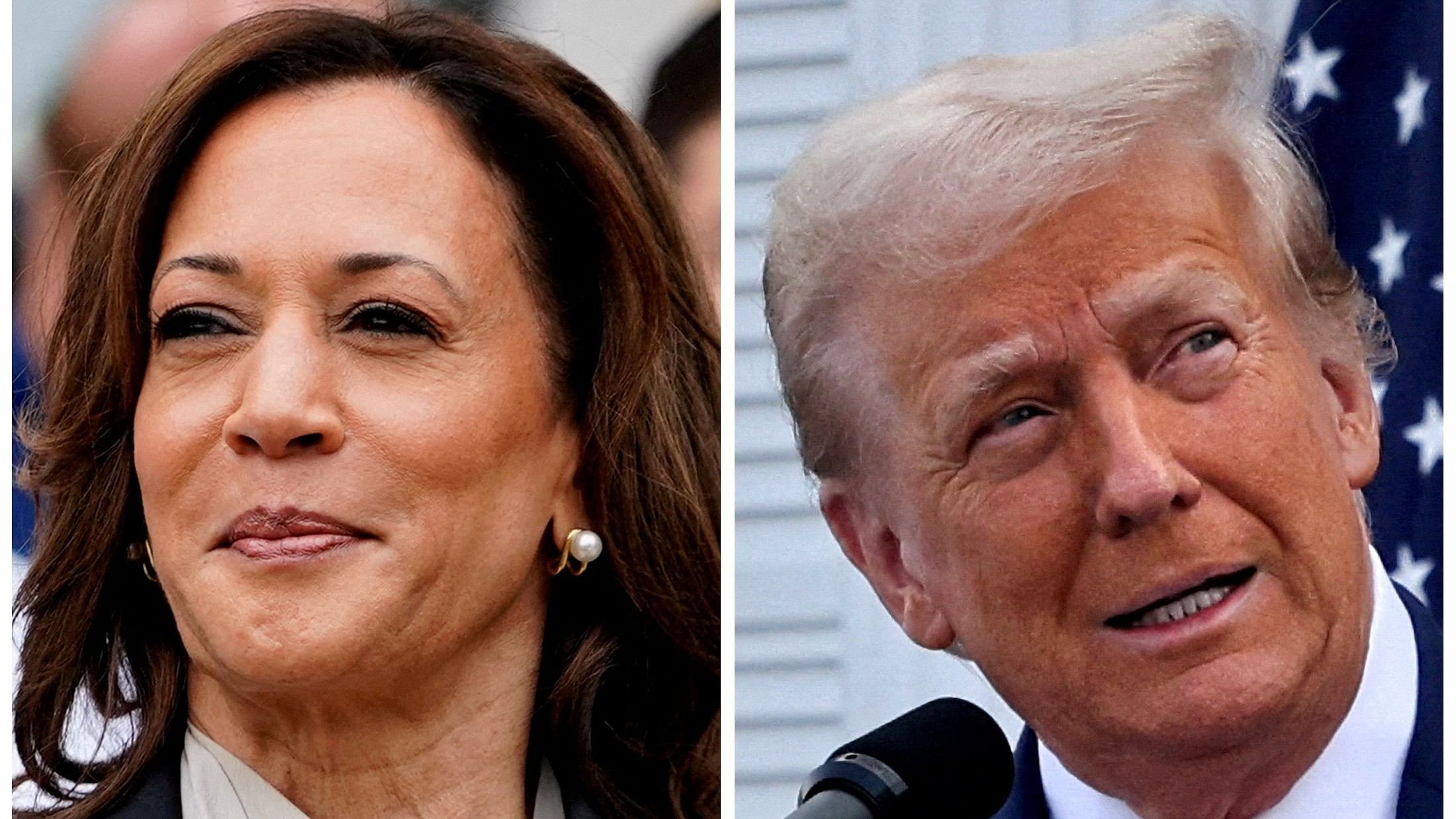 <div class="paragraphs"><p>FILE PHOTO: US Vice President Kamala Harris at the White House, Washington and former US President Donald Trump in Bedminster.&nbsp;</p></div>