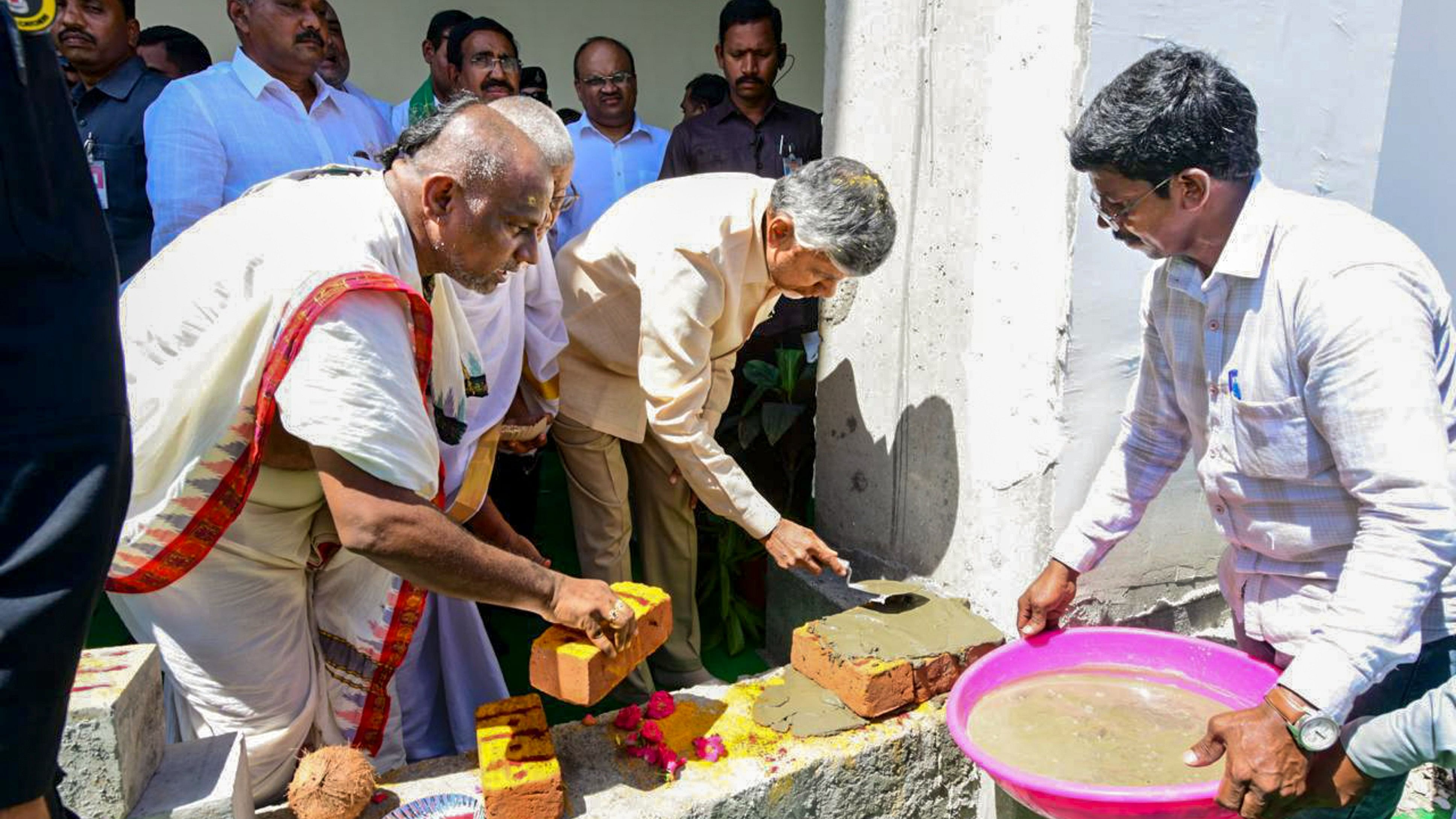 <div class="paragraphs"><p>Andhra Pradesh Chief Minister N Chandrababu Naidu during the inauguration of the Capital Region Development Authority (CRDA) project works, October 19, 2024.</p></div>