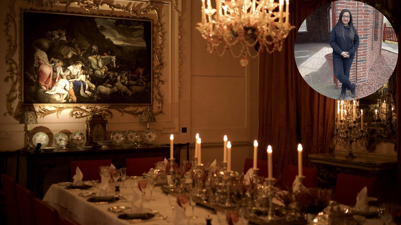 <div class="paragraphs"><p>The Pink Dining Room of King Charles III's 18th century country estate 'Dumfries House', near Glasgow, Scotland. (Inset:&nbsp;Satinder Kaur, Collections Manager of the estate.</p></div>