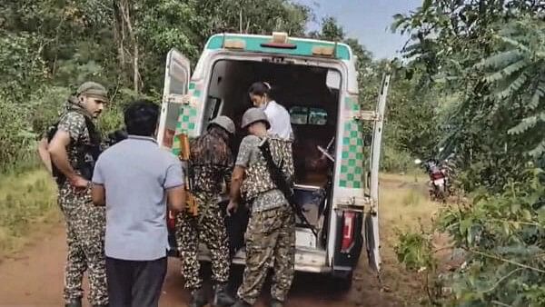 <div class="paragraphs"><p>Security personnel who got injured in an improvised explosive device (IED) blast by Naxalites being taken for treatment, in Narayanpur district, Chhattisgarh, Saturday, Oct. 19, 2024.</p></div>