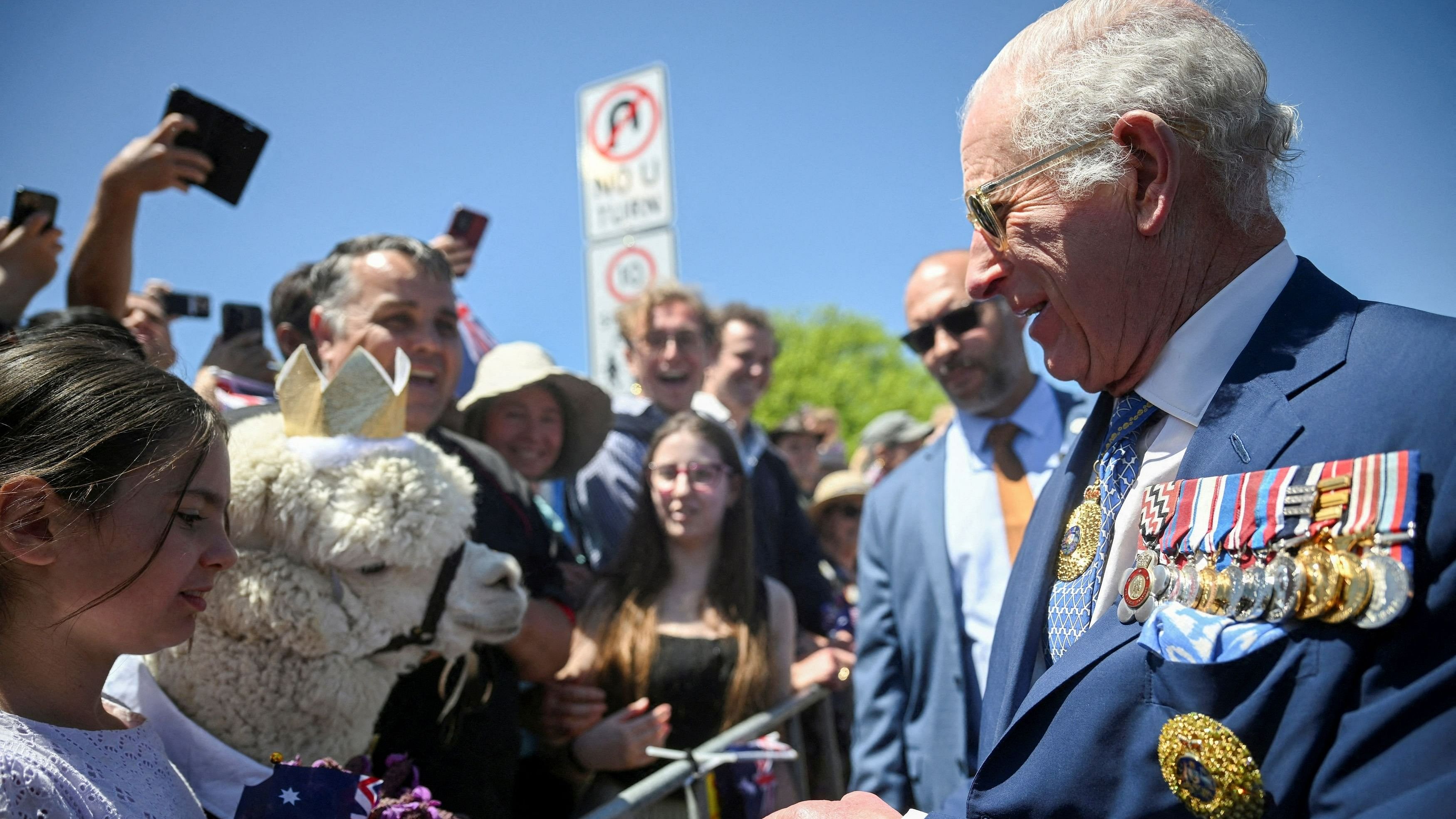 <div class="paragraphs"><p>Britain's King Charles greets people  in Canberra. </p></div>