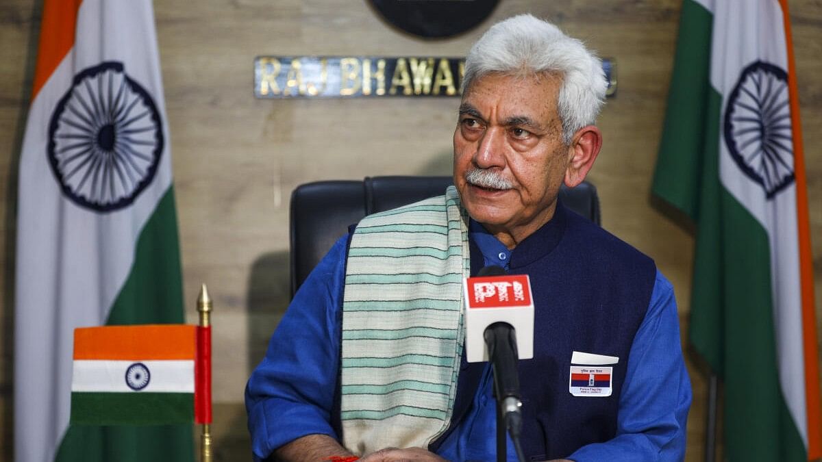 <div class="paragraphs"><p>Jammu and Kashmir Lieutenant Governor Manoj Sinha gestures during an interview with PTI in Jammu.&nbsp;</p></div>