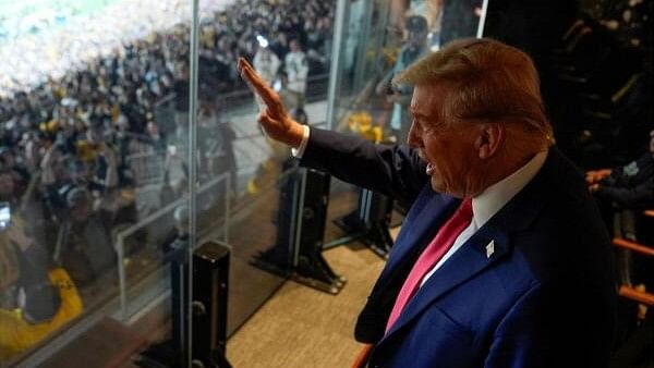 <div class="paragraphs"><p>Republican presidential nominee, former U.S. President Donald Trump attends the New York Jets football game against the Pittsburgh Steelers at Acrisure Stadium.&nbsp;</p></div>