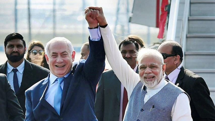 <div class="paragraphs"><p>Prime Minister Narendra Modi with his Israeli counterpart Benjamin Netanyahu.</p></div>