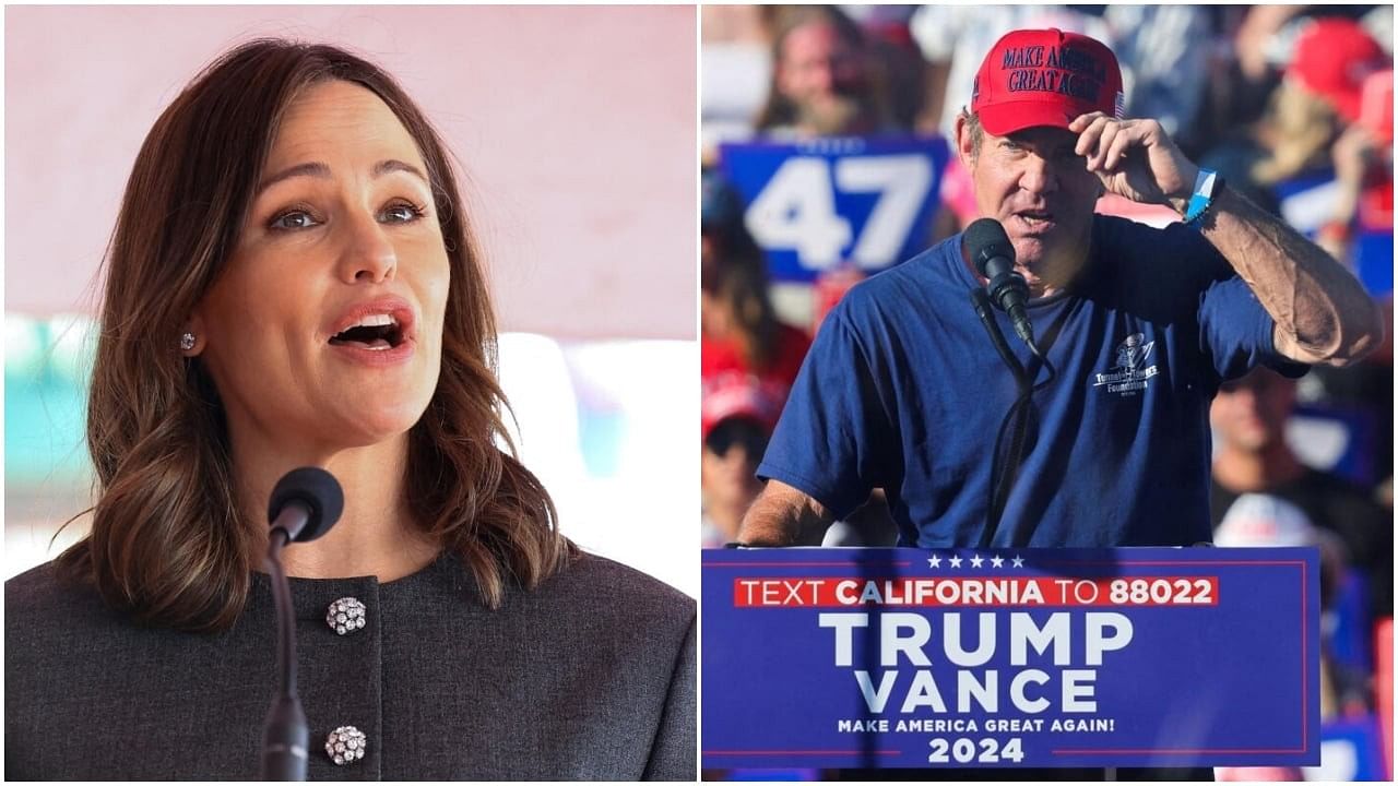 <div class="paragraphs"><p>Actor Jennifer Garner(L) and&nbsp; Dennis Quaid(R) during a rally for Republican nominee Donald Trump, in Coachella, California.</p></div>