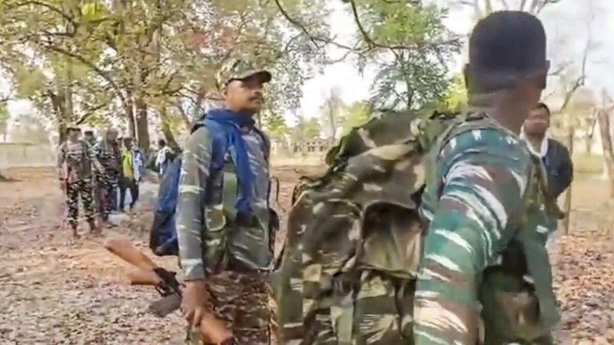 <div class="paragraphs"><p>Security personnel during an encounter with Naxals in Gadchiroli district of Maharashtra</p></div>