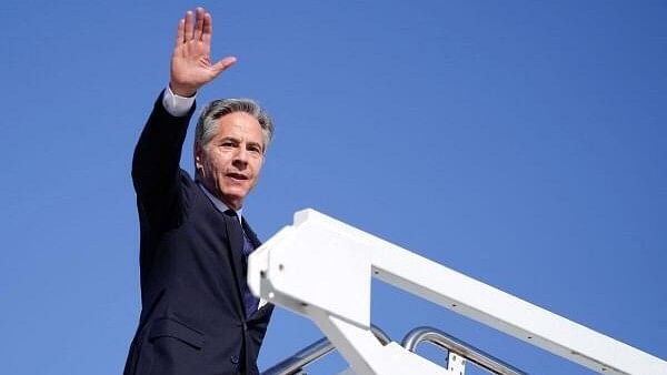 <div class="paragraphs"><p>US Secretary of State Antony Blinken boards a plane, en route to the Middle East, as he departs Joint Base Andrews, Maryland, US, October 21, 2024.</p></div>