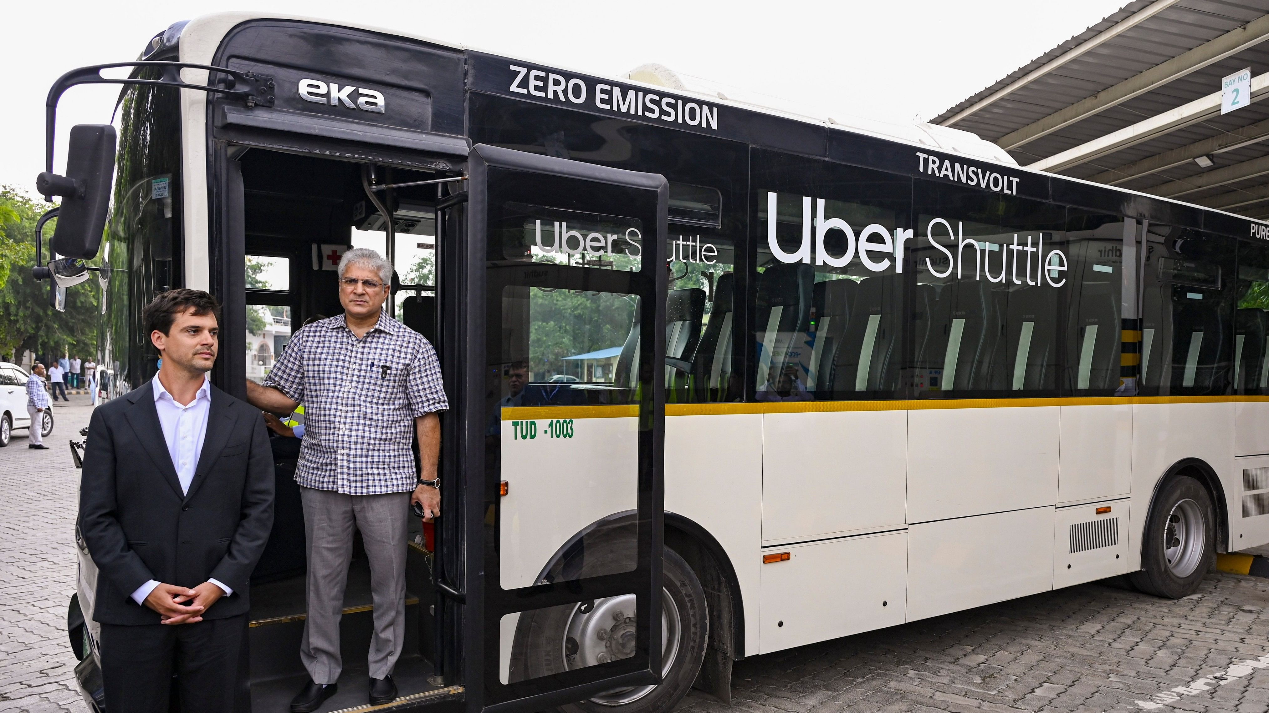 <div class="paragraphs"><p>File photo of Delhi minister Kailash Gehlot during inspection of Uber premium bus.</p></div>