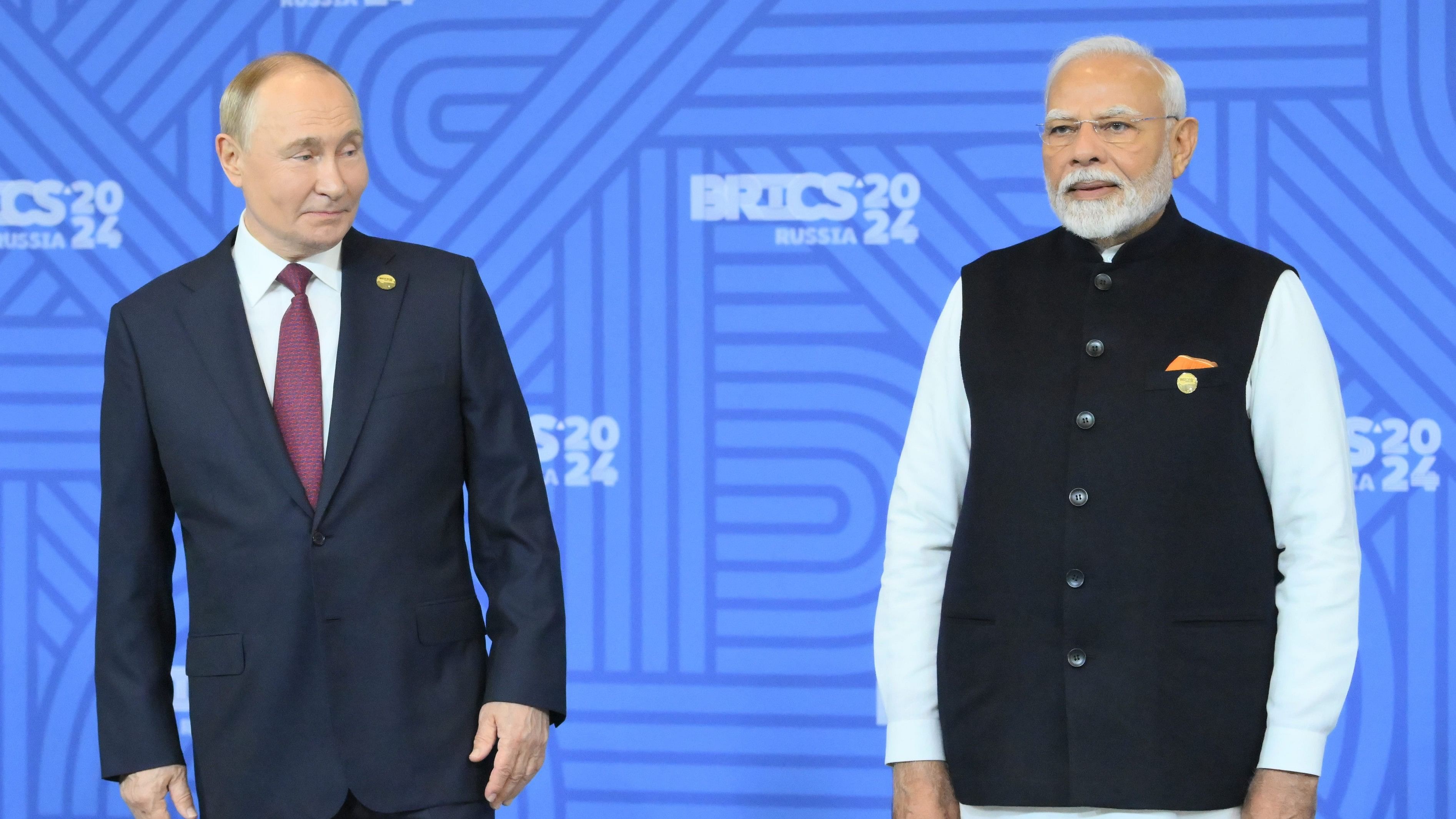 <div class="paragraphs"><p>Prime Minister Narendra Modi with Russia's President Vladimir Putin during the 16th BRICS Summit, in Kazan, Russia, Wednesday, Oct. 23, 2024. </p></div>