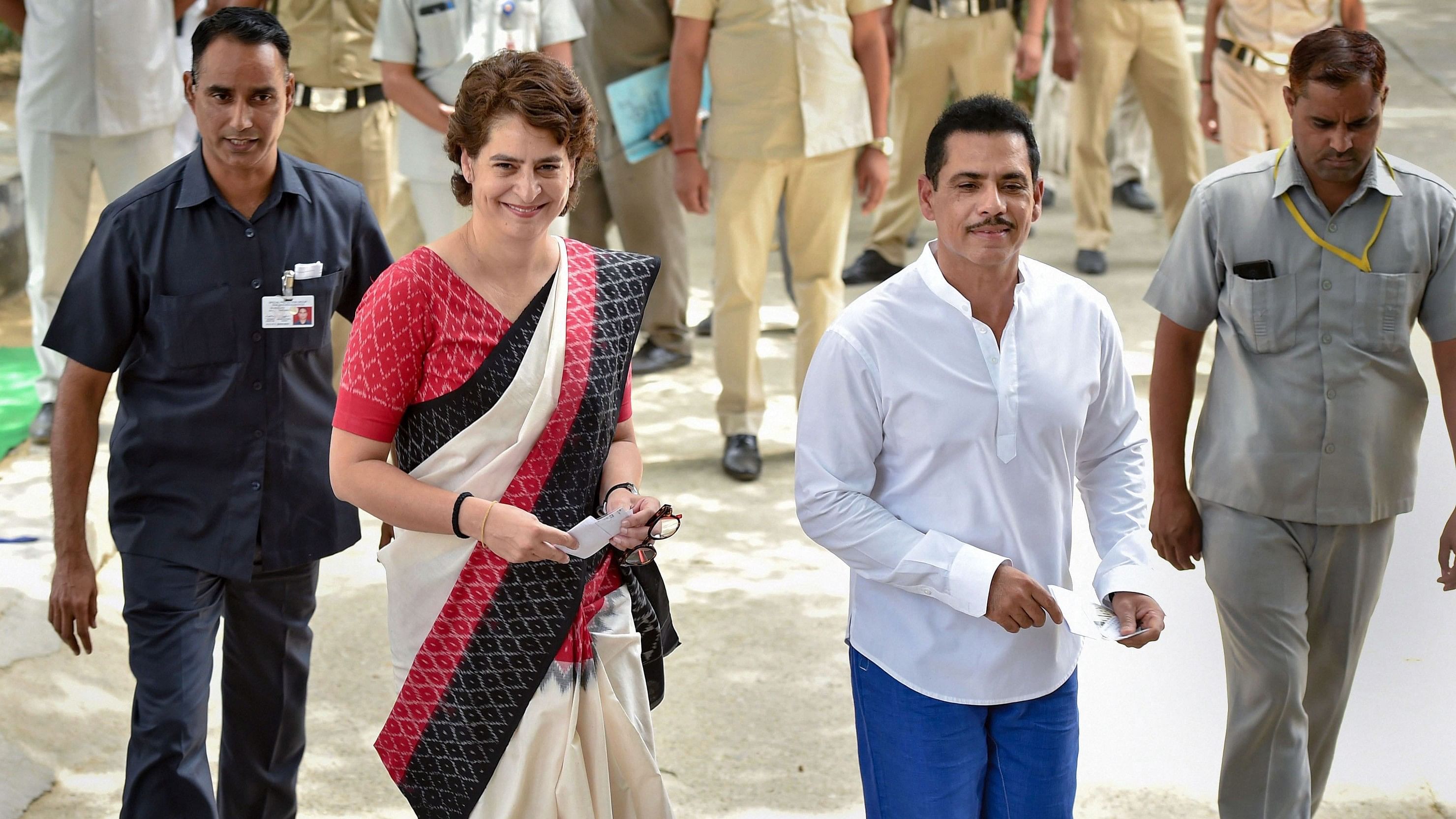 <div class="paragraphs"><p>In this May 12, 2019 file photo, Congress General Secretary Priyanka Gandhi Vadra and her husband Robert Vadra.</p></div>