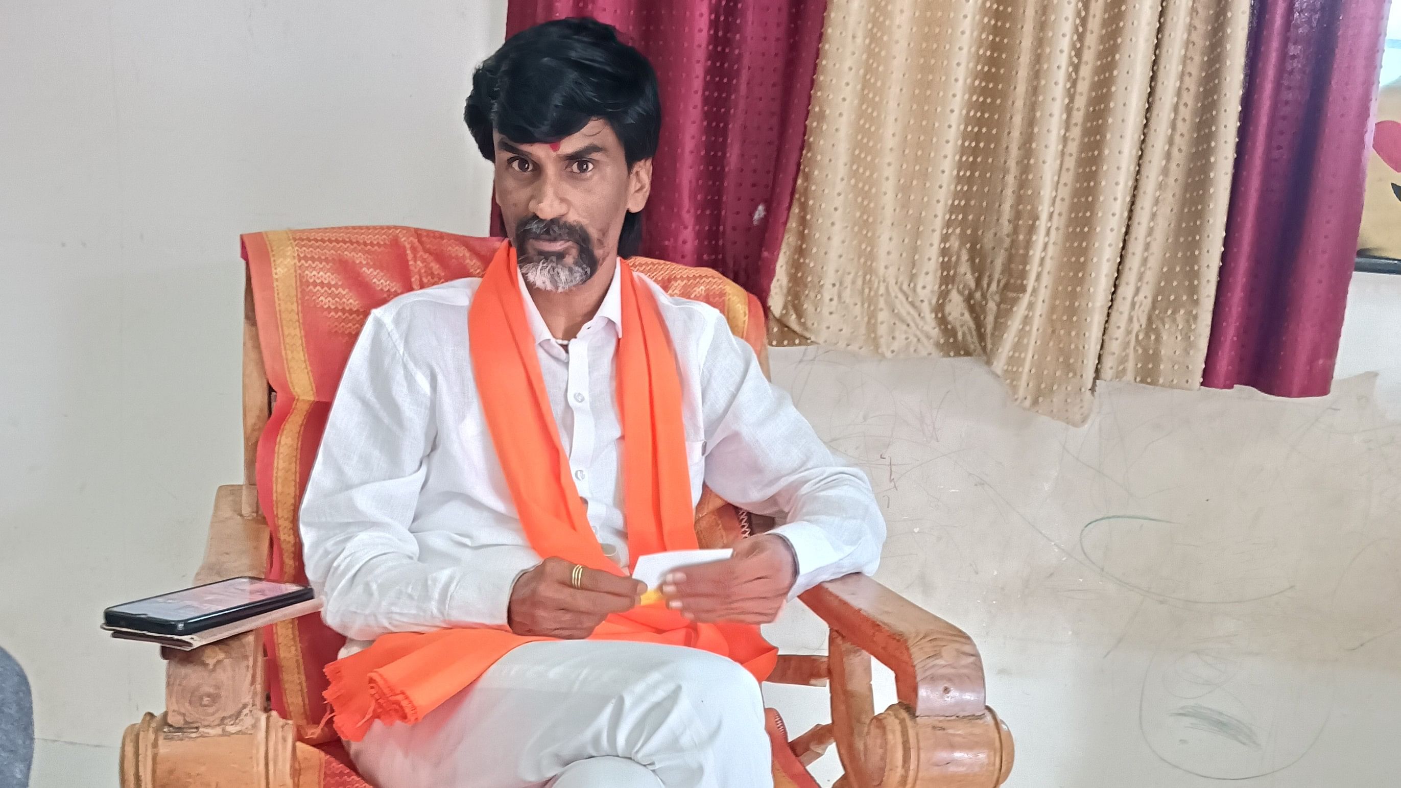 <div class="paragraphs"><p>Maratha reservation movement leader Manoj Jarange Patil&nbsp;during a free-wheeling interview with DH at his village. </p></div>