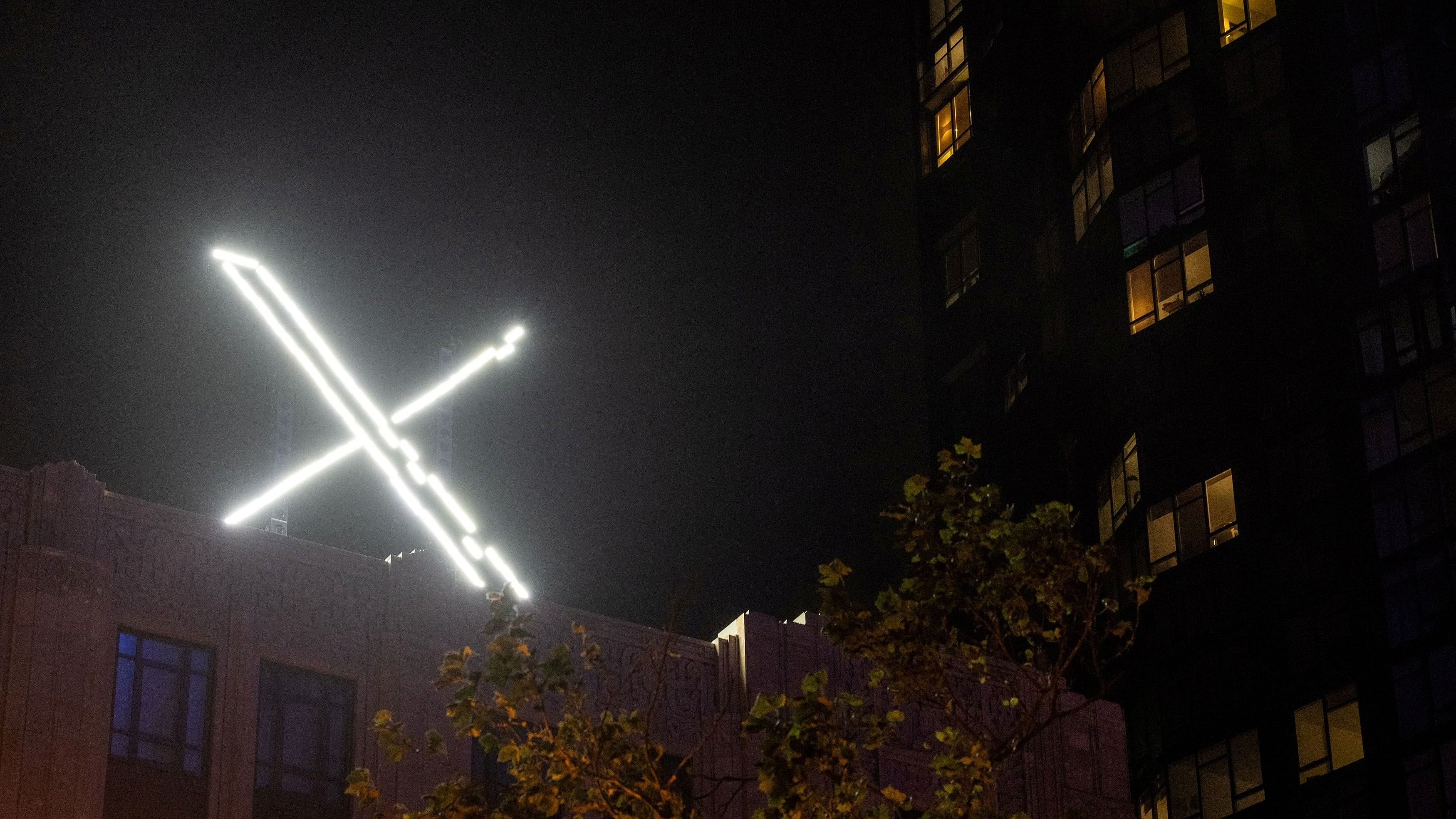 <div class="paragraphs"><p>A file photo of the 'X' logo is seen on the top of the headquarters of the messaging platform X, formerly known as Twitter.</p></div>