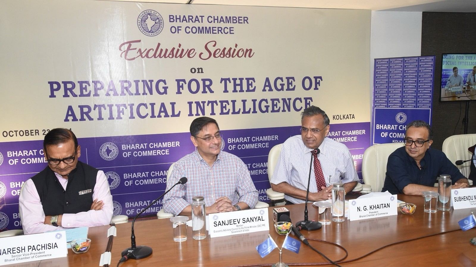 <div class="paragraphs"><p>Speakers at the Bharat Chamber of Commerce, Kolkata, on the coming Age of Artificial Intelligence.</p></div>