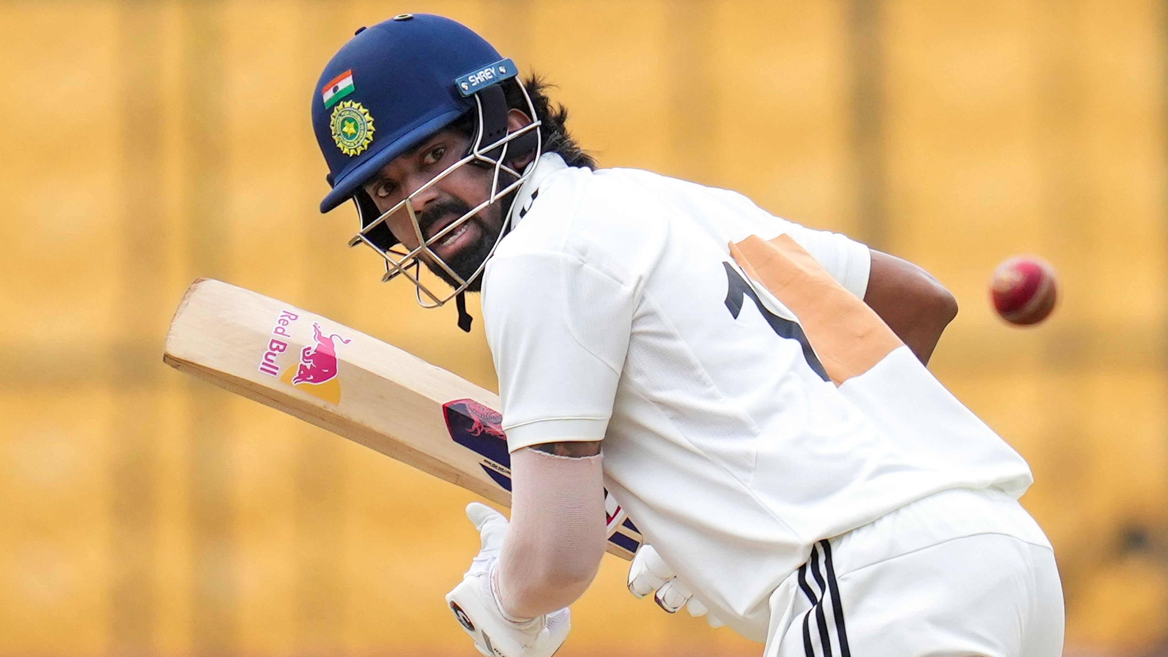 <div class="paragraphs"><p>India A batter K L Rahul plays a shot during the fourth day of the Duleep Trophy 2024 match between India A and India B at Chinnaswamy Stadium, in Bengaluru.</p></div>