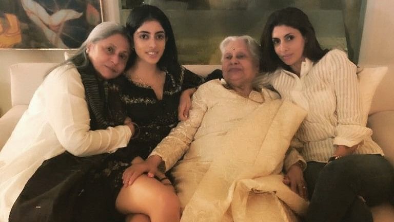 <div class="paragraphs"><p>Jaya Bachchan with her mother Indira Bhaduri, daughter Shweta Bachchan Nanda and granddaughter Navya Naveli Nanda.</p></div>