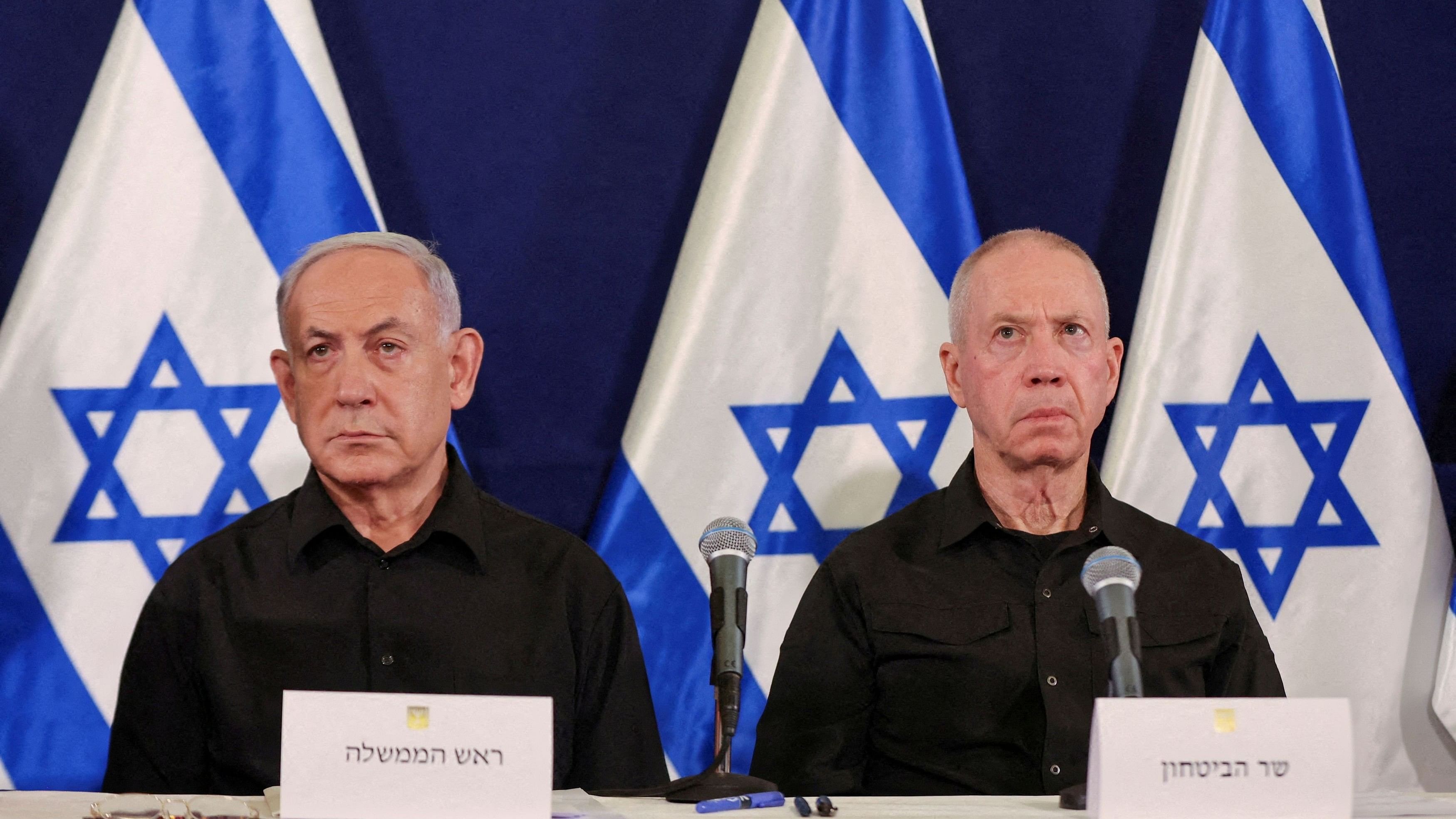 <div class="paragraphs"><p>Israeli Defense Minister Yoav Gallant seen here with Israel PM prime minister Benjamin Netanyahu.</p></div>