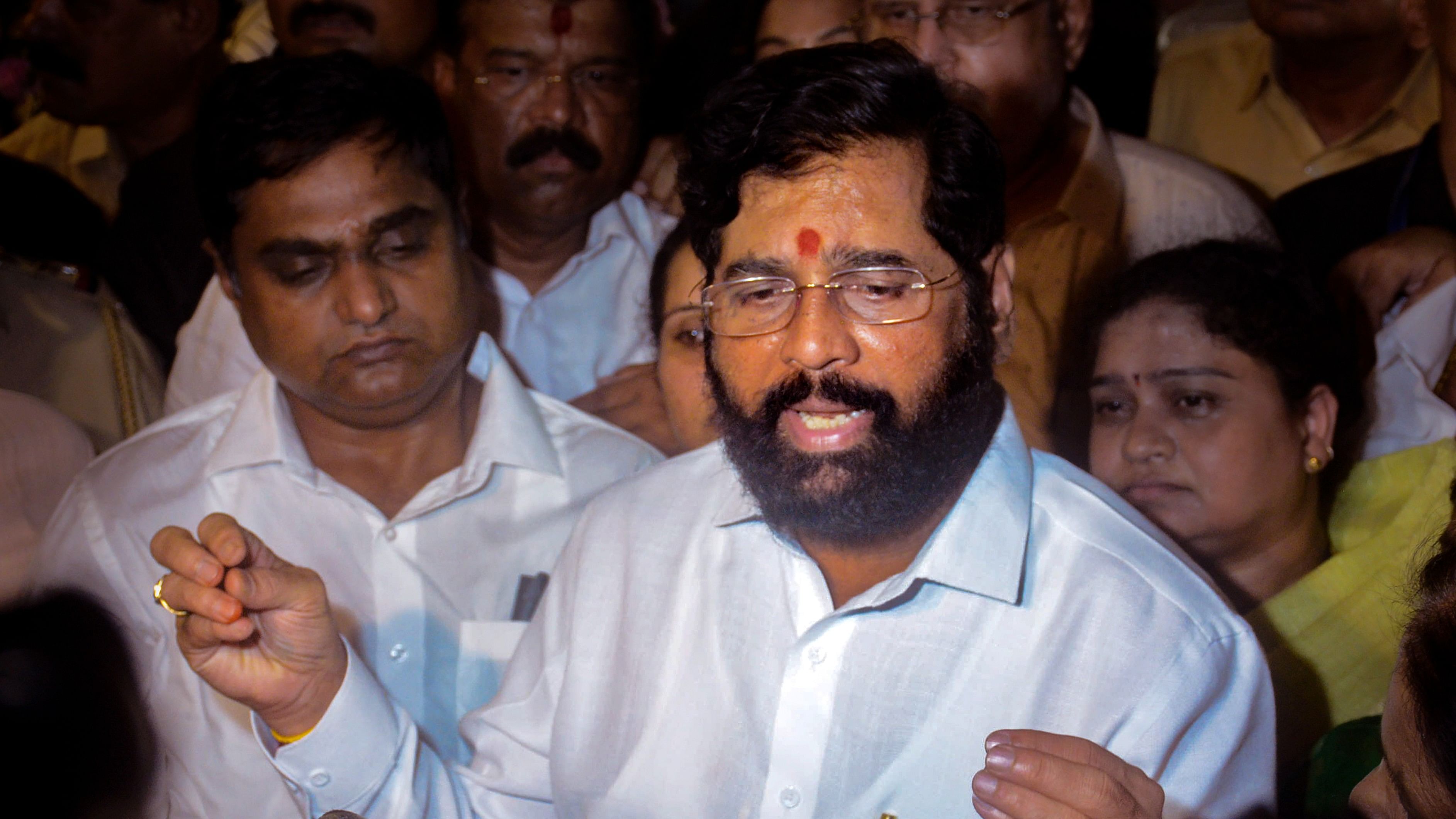 <div class="paragraphs"><p>Maharashtra Chief Minister Eknath Shinde at his mentor Anand Dighe's Anand Ashram.</p></div>