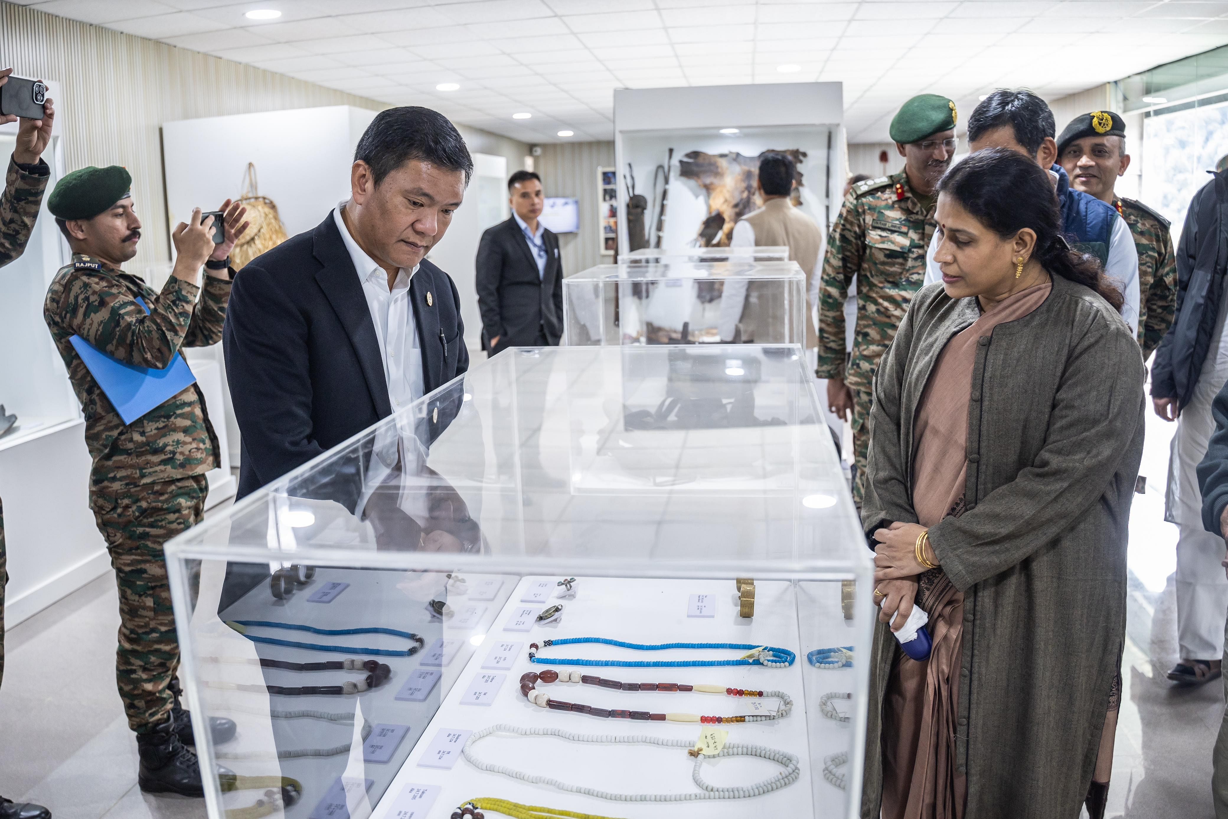 <div class="paragraphs"><p>Arunachal Pradesh Chief Minister Pema Khandu seen here examining artifacts after inaugurating the unique museum.</p></div>