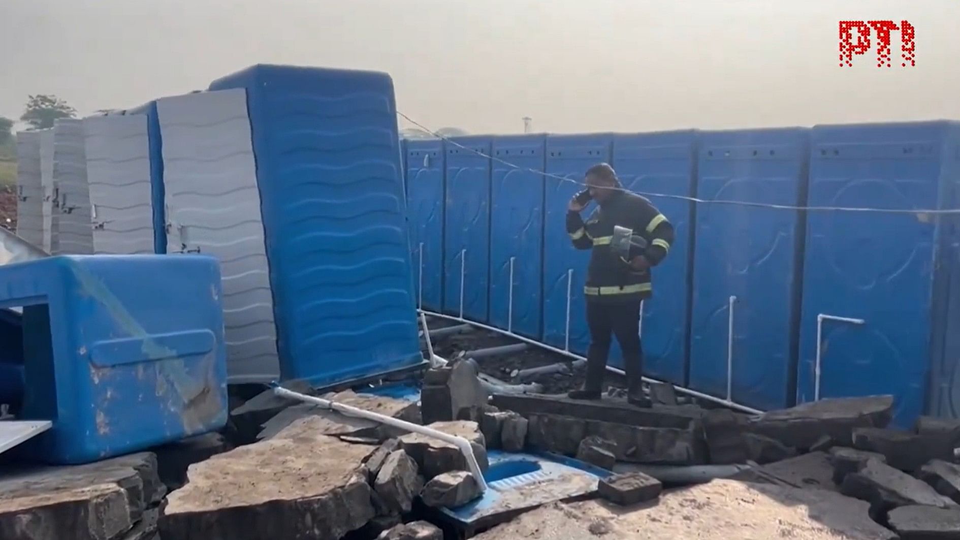 <div class="paragraphs"><p>A screengrab from the video showing the site where the water tank collapsed.</p></div>