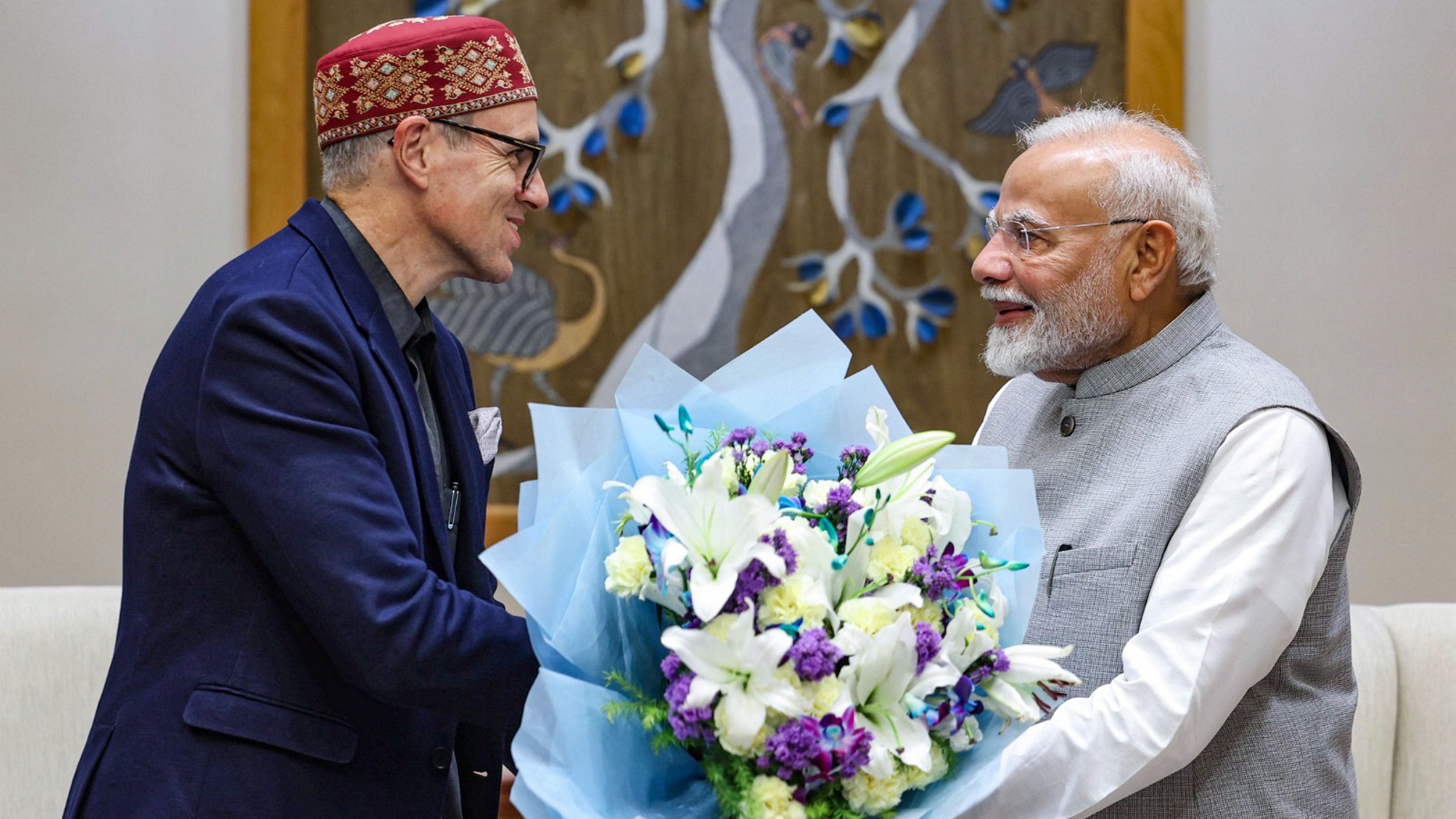 <div class="paragraphs"><p>Prime Minister Narendra Modi with Jammu and Kashmir Chief Minister Omar Abdullah during a meeting, in New Delhi.</p></div>