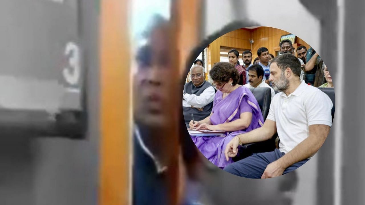 <div class="paragraphs"><p>In the photos shared of the nomination filing, the Congress President could be seen sitting right next to Priyanka Gandhi.</p></div>