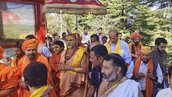 <div class="paragraphs"><p>Shankaracharya Swami Avimukteshwaranand Saraswati at Jakhu temple, in Shimla.</p></div>