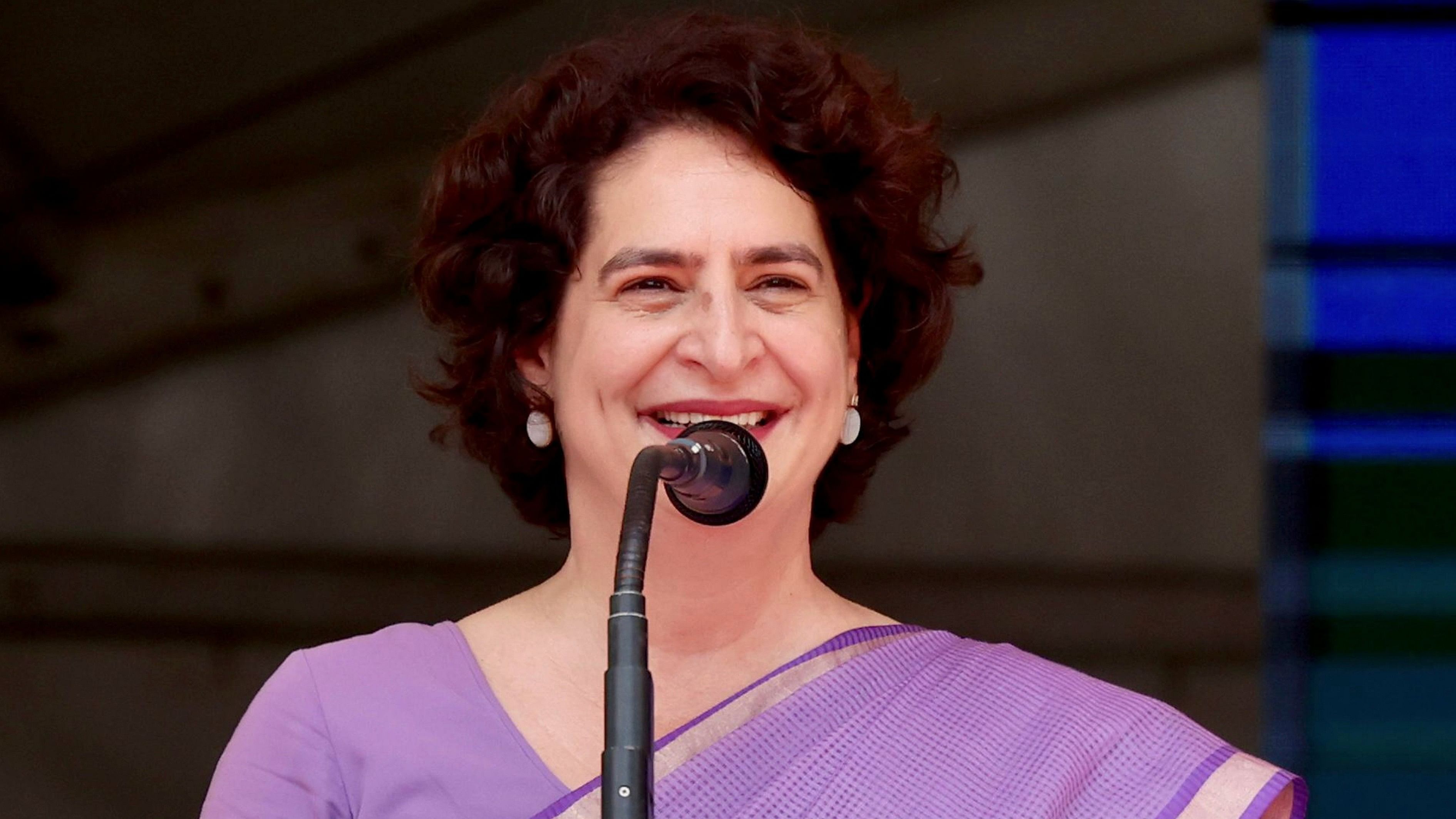 <div class="paragraphs"><p> Congress leader and candidate from Wayanad constituency Priyanka Gandhi Vadra addresses her nomination rally before filing her nomination for the upcoming Lok Sabha bypoll, in Wayanad, Kerala, Wednesday, Oct. 23, 2024.</p></div>