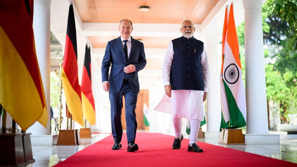 <div class="paragraphs"><p>German Chancellor Olaf Scholz meets with Prime Minister Narendra Modi in New Delhi, India October 25, 2024. </p></div>