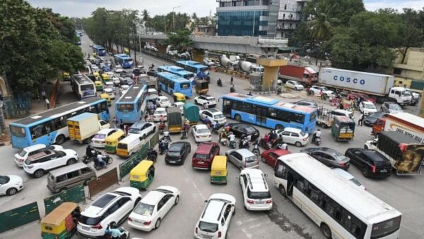 <div class="paragraphs"><p>Traffic at Hebbal in Bengaluru.</p></div>