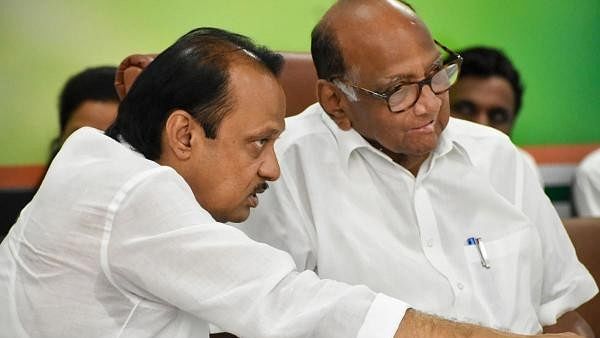 <div class="paragraphs"><p>Sharad Pawar with Ajit Pawar.&nbsp;</p></div>