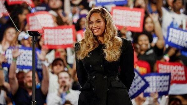 <div class="paragraphs"><p>Singer Beyonce attends a campaign rally of Democratic presidential nominee US&nbsp;Vice President Kamala Harris.&nbsp;</p></div>