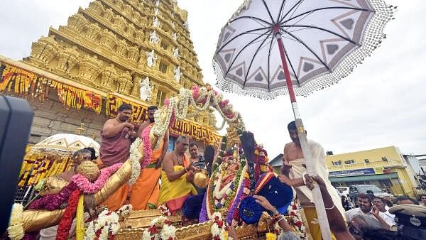 <div class="paragraphs"><p>Utsava Murthy of Goddess Sri Chamundeshwari Devi at Chamundi Hill, during Vardanthi Utsava of the goddess in July. </p></div>