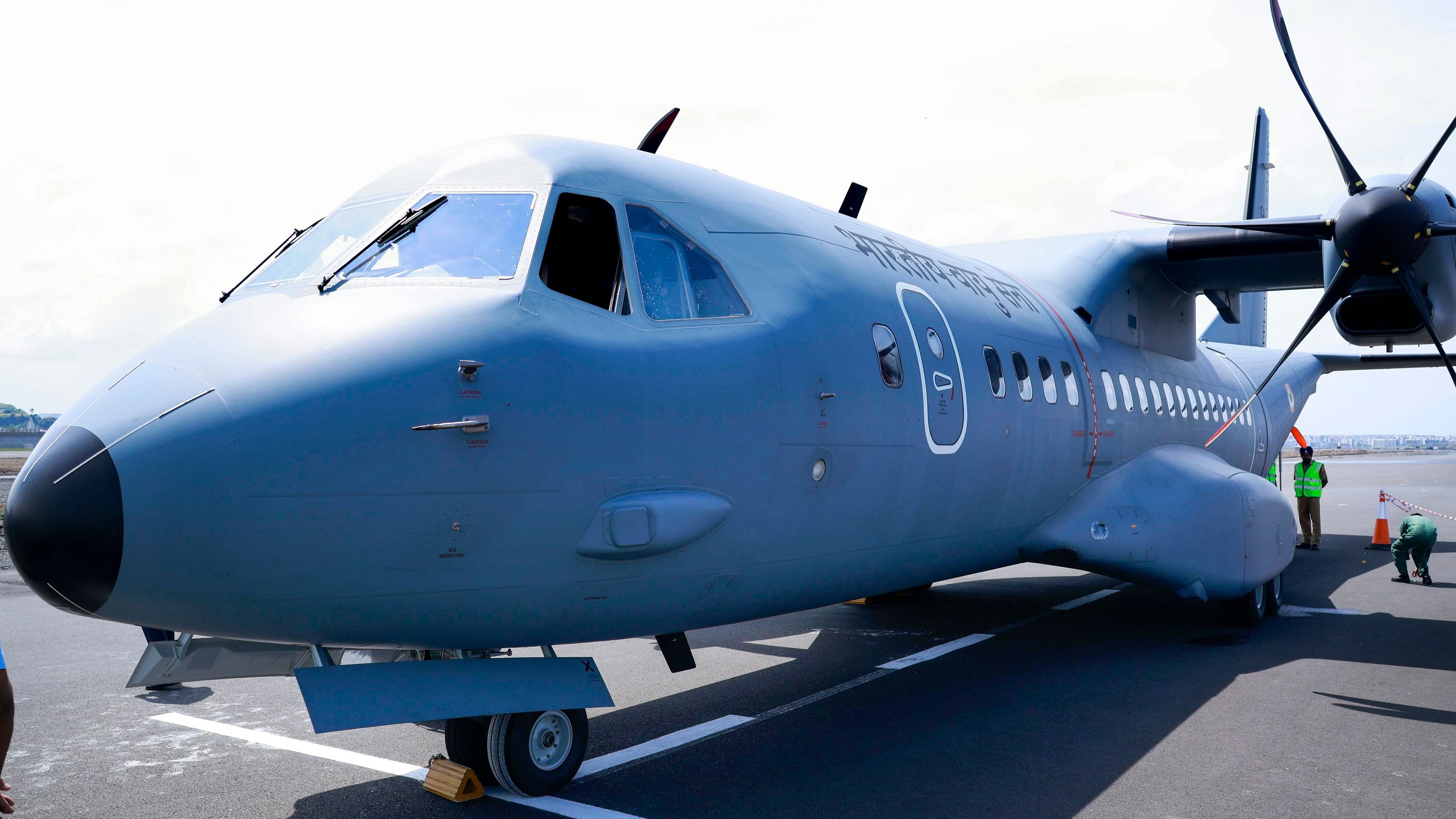 <div class="paragraphs"><p> An Indian Air Force C-295 aircraft after it successfully completed the first landing at the Navi Mumbai Airport, in Mumbai. (Representative image)</p></div>