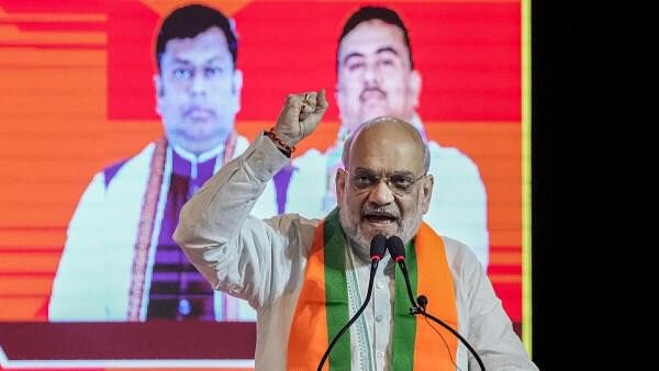 <div class="paragraphs"><p>Union Home Minister Amit Shah addresses at the BJP's membership drive, in Kolkata</p></div>