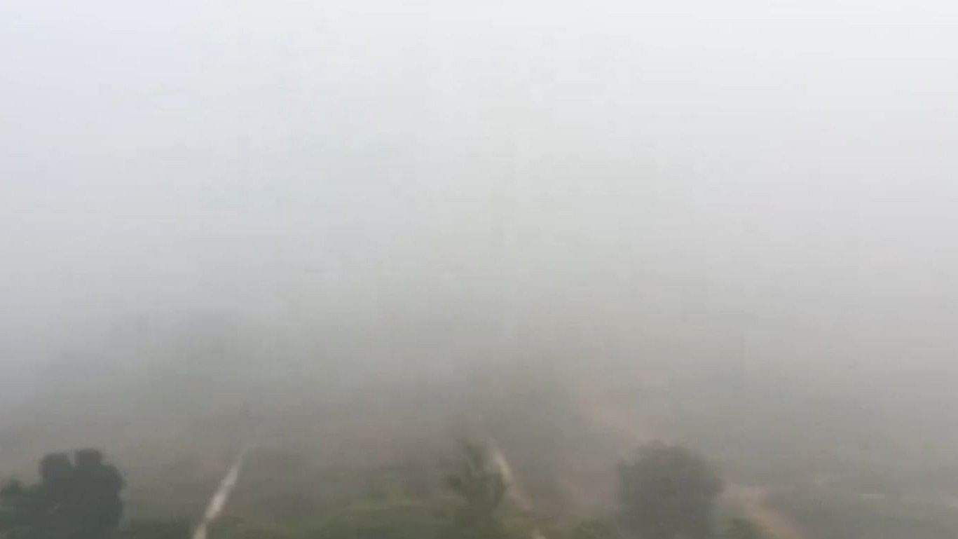 <div class="paragraphs"><p>Screengrab from a social media video showing a foggy morning in Bengaluru.</p></div>