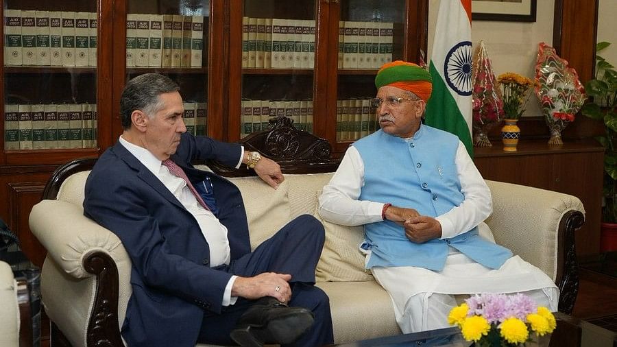 <div class="paragraphs"><p>Arjun Ram Meghwal and President of the Supreme Court of Brazil Justice Luiz Roberto Barroso</p></div>