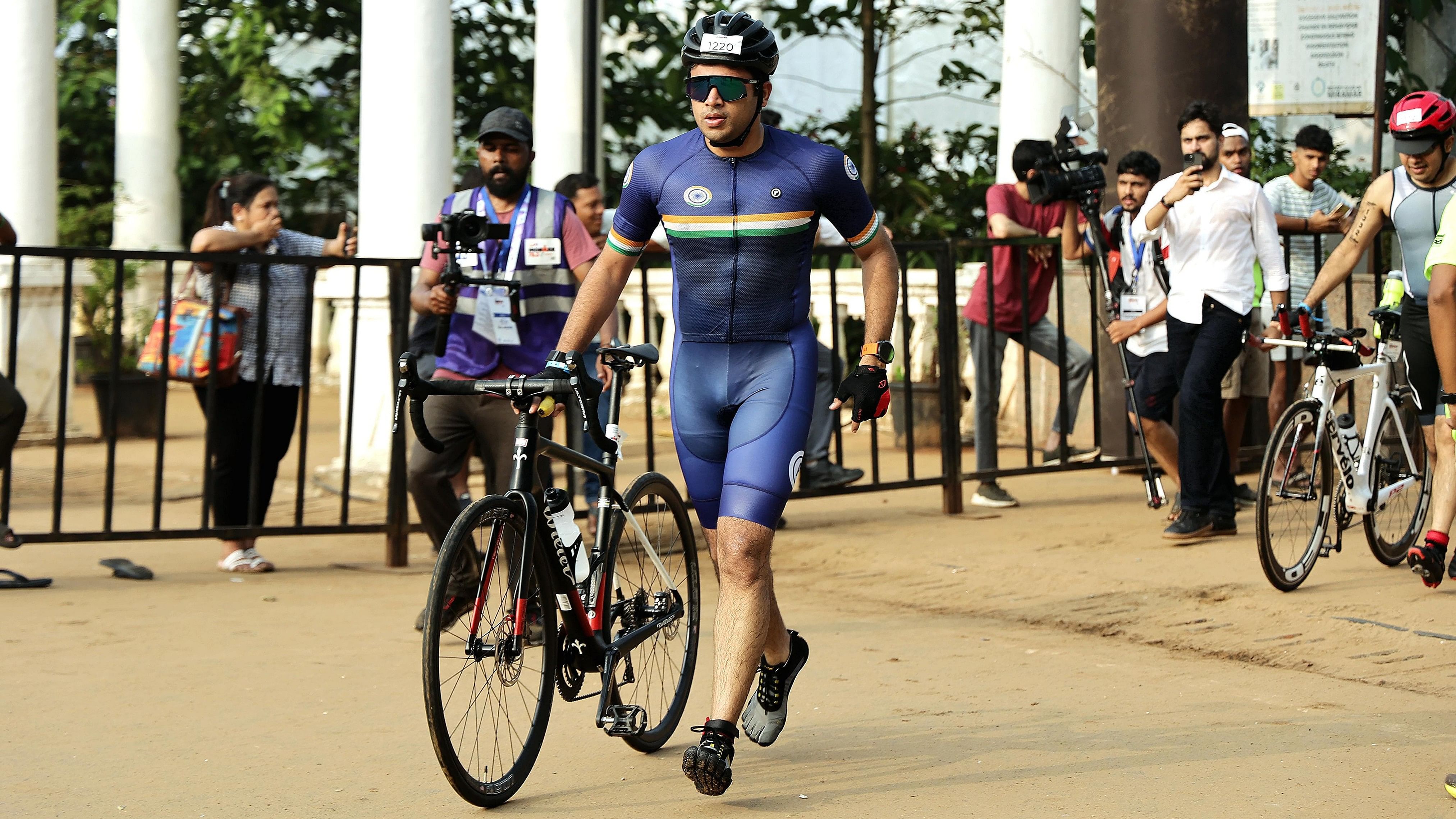 Bangalore South's BJP MP Tejasvi Surya during an endurance race in Goa.