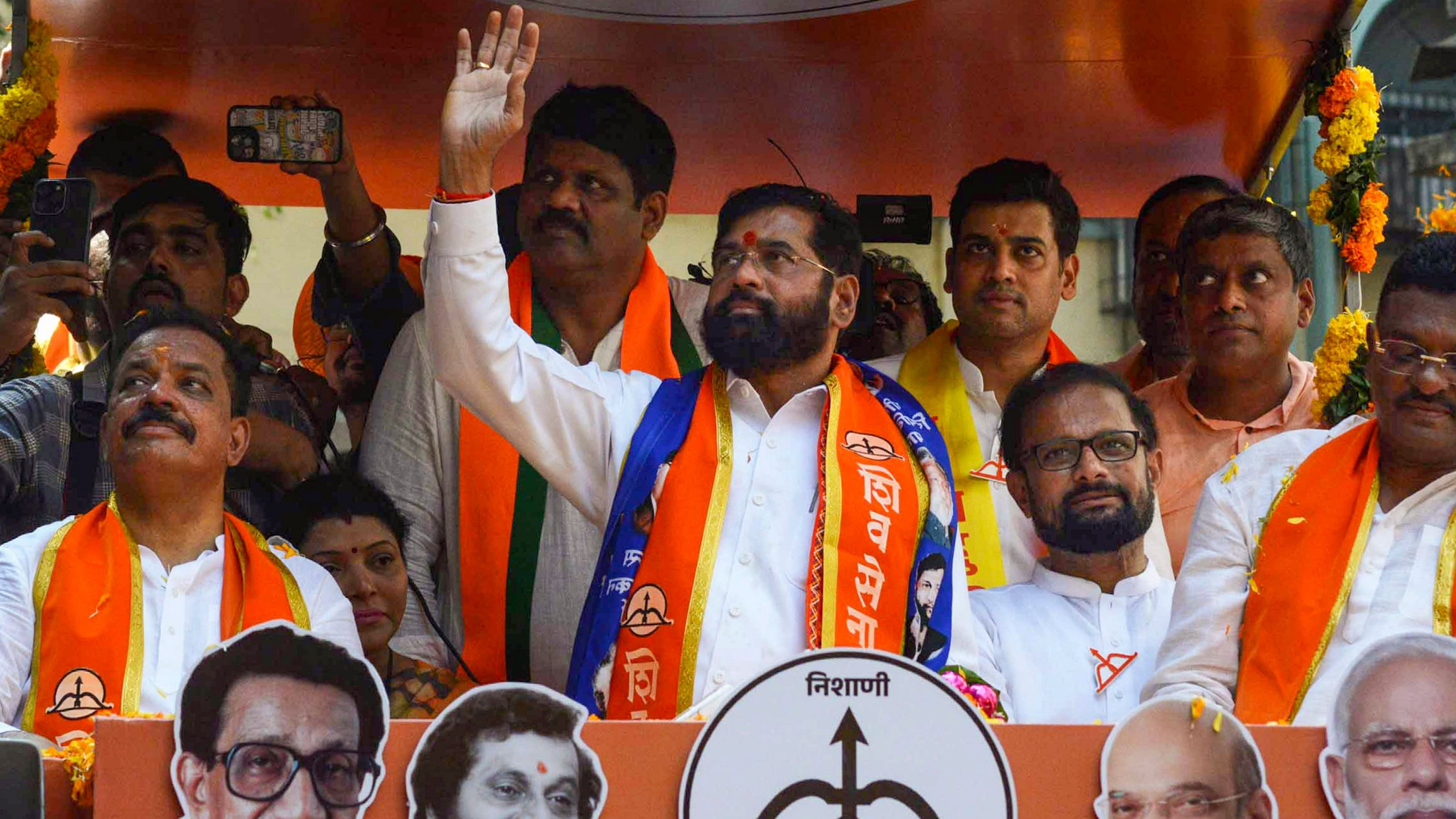 <div class="paragraphs"><p>Thane: Maharashtra Chief Minister Eknath Shinde on his way to file nomination from Kopri-Pachpakhadi constituency, ahead of Assembly polls, in Thane, Monday, Oct. 28, 2024.     </p></div>