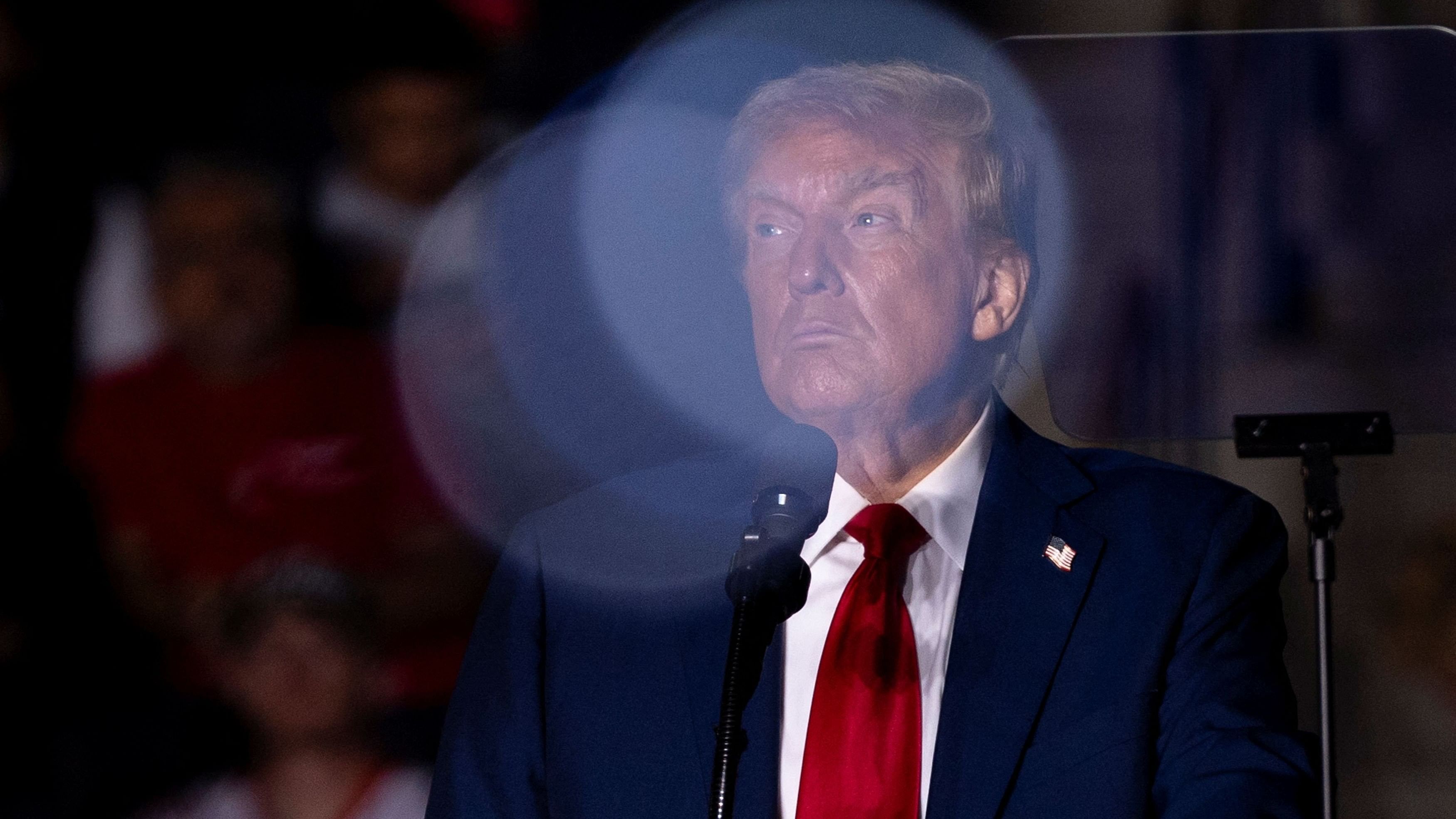 <div class="paragraphs"><p>Republican presidential nominee and former US President Donald Trump speaks during an election rally in Atlanta, Georgia, US.</p></div>