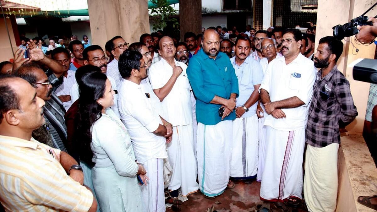 <div class="paragraphs"><p>Kerala Industries Minister P Rajeev visits the firework accident site at the Veerarkavu temple, in Kasaragod district, Kerala.</p></div>