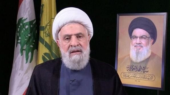 <div class="paragraphs"><p>Lebanon's Hezbollah new leader Sheikh Naim Qassem delivers a speech from an unknown location.</p></div>