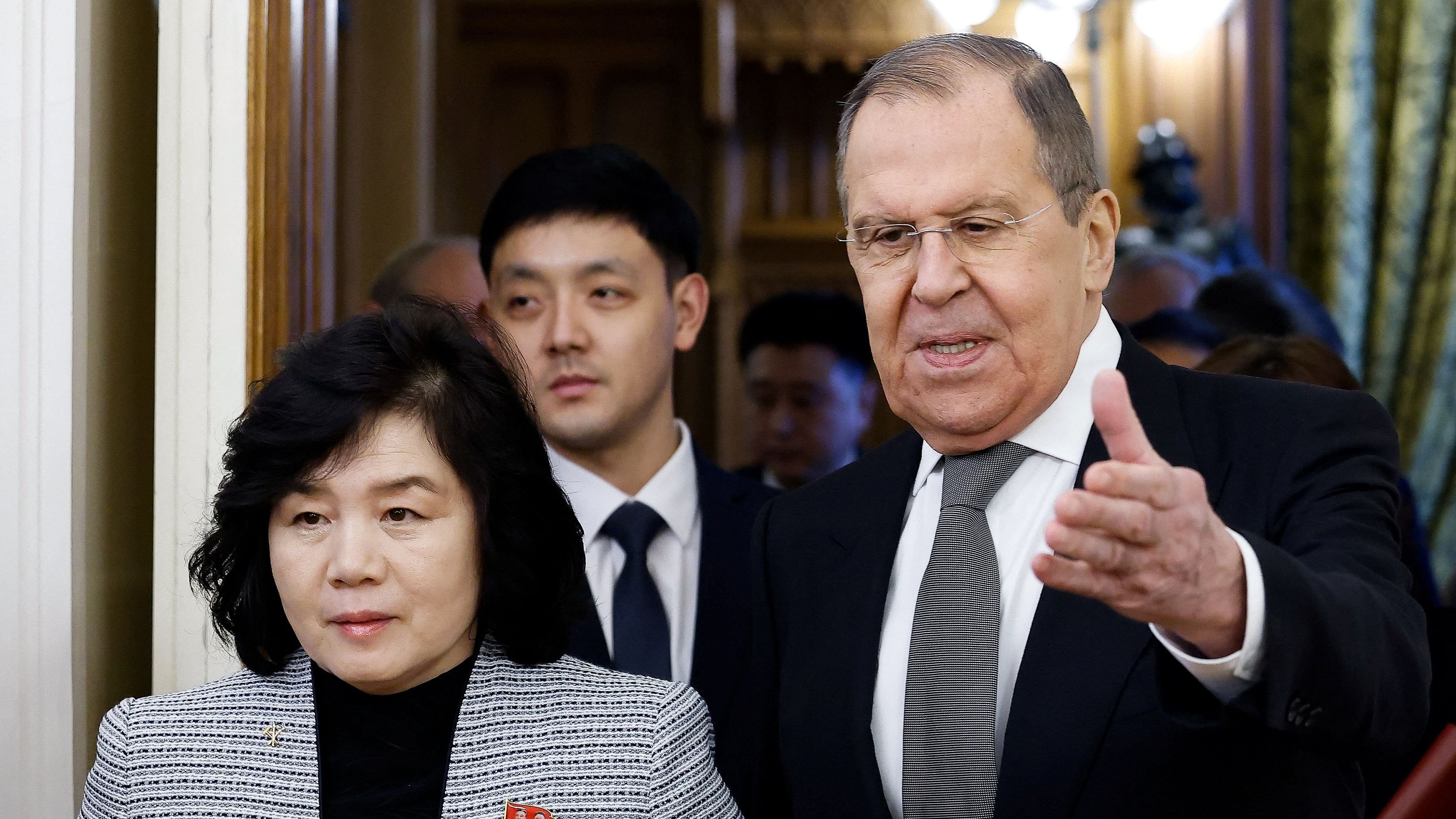 <div class="paragraphs"><p>Russian Foreign Minister Sergei Lavrov meets with his North Korean counterpart Choe Son Hui.</p></div>