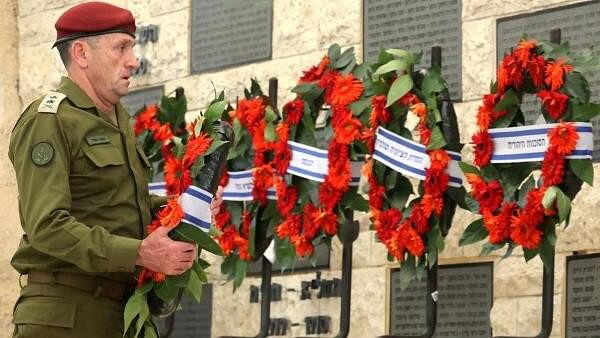 <div class="paragraphs"><p>Israel's Chief of the General Staff Lieutenant-General Herzi Halevi places a wreath during a memorial ceremony of the Hamas attack on October 7 last year that sparked the ongoing war in Gaza, at the Mount Herzl military cemetery in Jerusalem.</p></div>