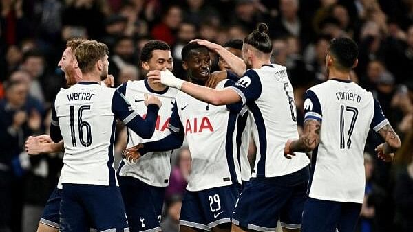 <div class="paragraphs"><p>Carabao Cup - Round of 16 - Tottenham Hotspur v Manchester City - Tottenham Hotspur Stadium, London, Britain - October 30, 2024 Tottenham Hotspur's Pape Matar Sarr celebrates scoring their second goal with teammates.</p></div>