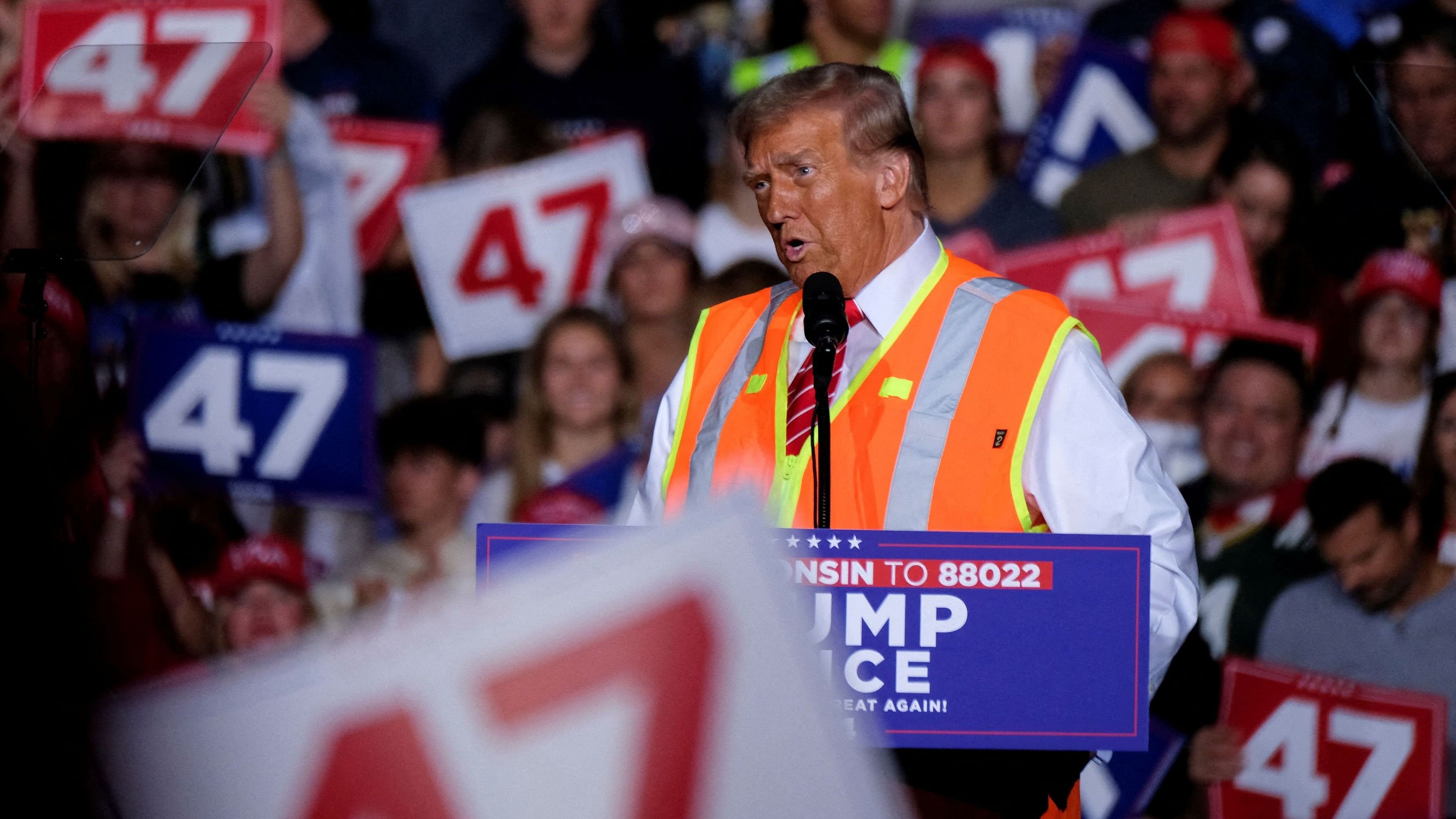 <div class="paragraphs"><p>Republican presidential nominee and former US President Donald Trump campaigns in Green Bay, Wisconsin, US October 30, 2024.  </p></div>