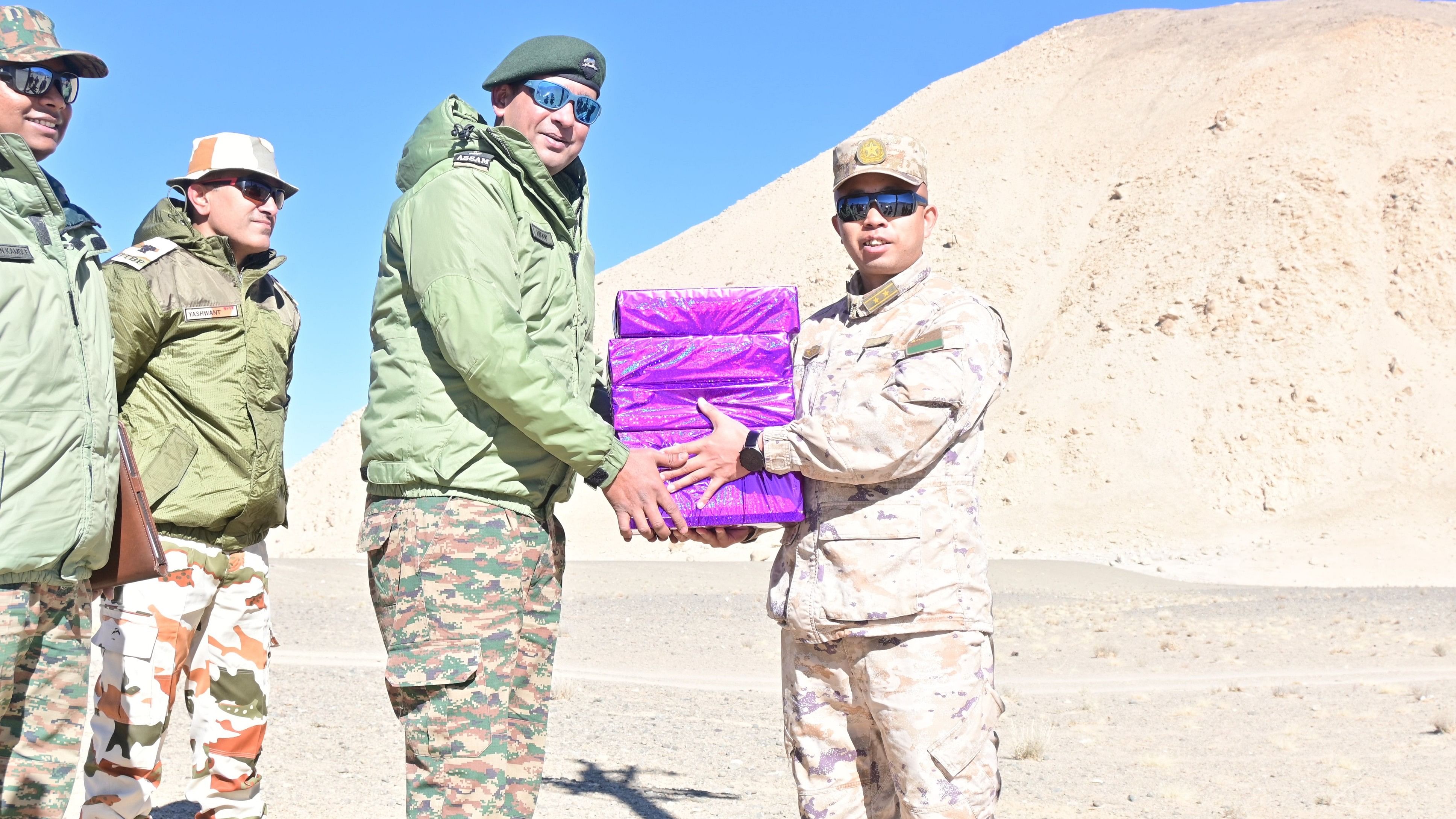 <div class="paragraphs"><p>Indian, Chinese troops exchange sweets at border points along LAC on Diwali.&nbsp;</p></div>