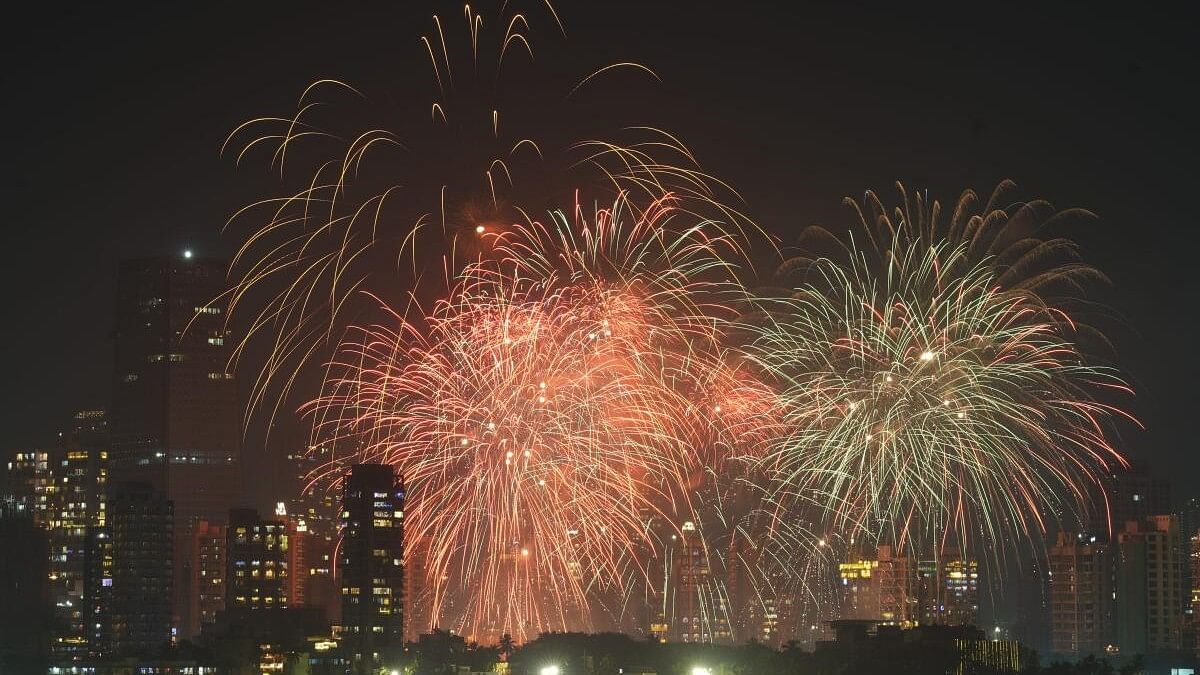 <div class="paragraphs"><p>Fireworks light the sky during Diwali festival celebrations, at Chhatrapati Shivaji Park in Mumbai, Thursday, Oct 31, 2024.</p></div>